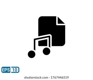 icono de nota de música de archivo en estilo glifo aislado en fondo blanco. EPS 10