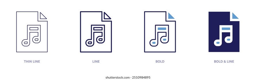 File naming icon in 4 different styles. Thin Line, Line, Bold, and Bold Line. Duotone style. Editable stroke.