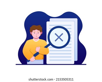 File Not Found Illustration with confused people holding big magnifier. Search no result. Data not found concept. 
Can be used for website, landing page, animation, etc.