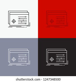 File, object, processing, settings, software Icon Over Various Background. Line style design, designed for web and app. Eps 10 vector illustration