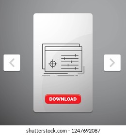 File, object, processing, settings, software Line Icon in Carousal Pagination Slider Design & Red Download Button