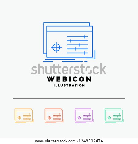 File, object, processing, settings, software 5 Color Line Web Icon Template isolated on white. Vector illustration