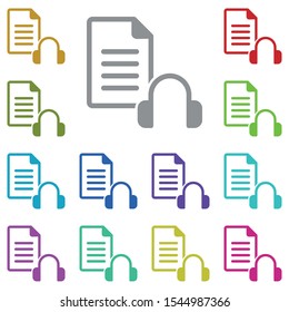 File, online, training, headphone, audio file multi color icon. Simple glyph, flat vector of online traning icons for ui and ux, website or mobile application