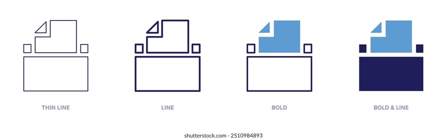 File opening icon in 4 different styles. Thin Line, Line, Bold, and Bold Line. Duotone style. Editable stroke.