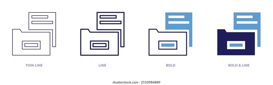 File operations icon in 4 different styles. Thin Line, Line, Bold, and Bold Line. Duotone style. Editable stroke.