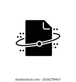 File with Orbiting Data Representing Digital Information and Cloud Storage