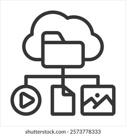 File Organization Outline Icon Vector Illustration