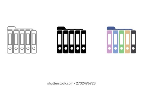 A file organizer storing and arranging documents in colorful binders