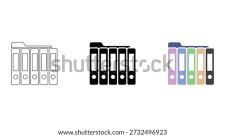 A file organizer storing and arranging documents in colorful binders