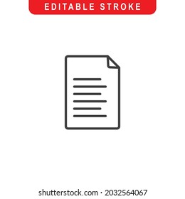 File Outline Icon. Document Line Art Logo. Vector Illustration. Isolated on White Background. Editable Stroke