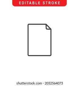 File Outline Icon. Document Line Art Logo. Vector Illustration. Isolated on White Background. Editable Stroke