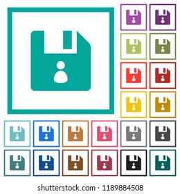 File owner flat color icons with quadrant frames on white background