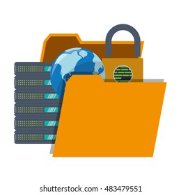 File and Padlock icon. Cyber security system and media theme. Colorful design. Vector illustration