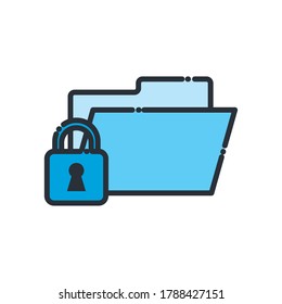 File and padlock line and fill style icon design, Document data archive storage organize business office and information theme Vector illustration