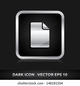 File paper document icon | color dark black silver metal grey white | icon set | abstract vector symbol | template design | shadows shiny | business button | abstract 3d