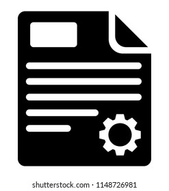 
A file paper having blocks and lines with the cogwheel on side depicting file settings 
