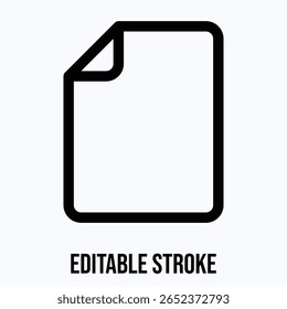 File And Paper Lineal Icon For User Interface, Isolated Vector Editable Stroke Icon.