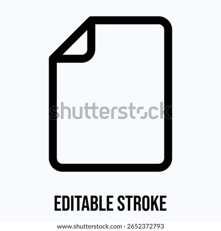 File And Paper Lineal Icon For User Interface, Isolated Vector Editable Stroke Icon.