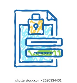 Contraseña de archivo Vector de dibujo de icono de doodle. signo de Contraseña de archivo. ilustración de símbolo aislado