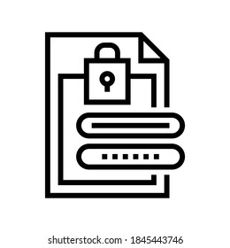 vector de icono de la línea de contraseña de archivo. signo de contraseña de archivo. símbolo de contorno aislado ilustración negra