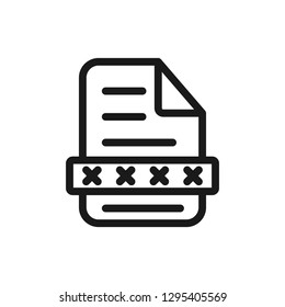 file password outline icon. linear style sign for mobile concept and web design. File document and locked padlock simple line vector icon.