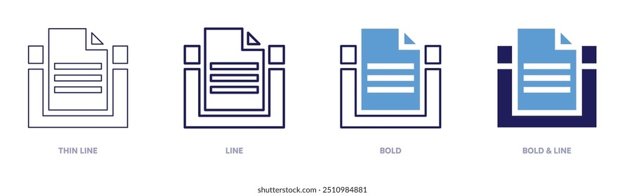 File path icon in 4 different styles. Thin Line, Line, Bold, and Bold Line. Duotone style. Editable stroke.