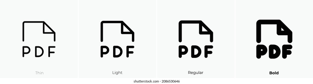 file pdf icon. Thin, Light Regular And Bold style design isolated on white background