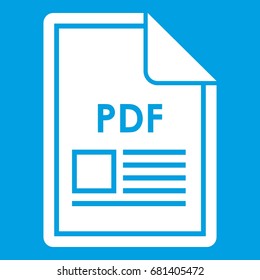 File PDF icon white isolated on blue background vector illustration
