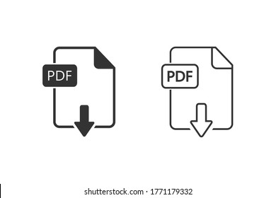 File PDF Line Icon Set. Vector Illustration