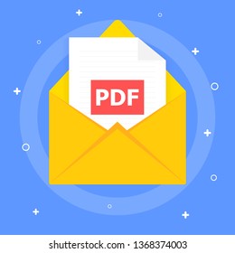 File PDF sent by message. Shown on a blue background with white elements.