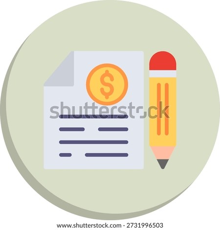 File And Pencil Flat Circle Style Icon