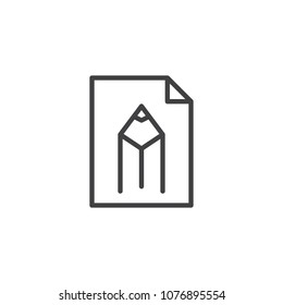 File pencil outline icon. linear style sign for mobile concept and web design. Graphic file format simple line vector icon. Symbol, logo illustration. Pixel perfect vector graphics