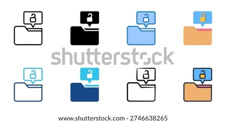 File permissions icons set multiple style collection. Editable stroke 
