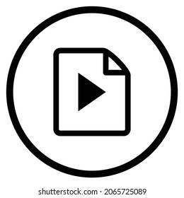 Dateiwiedergabesymbol. Flacher Circle Form einzeln auf weißem Hintergrund. Vektorgrafik