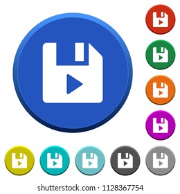 File play round color beveled buttons with smooth surfaces and flat white icons