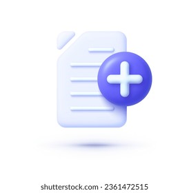 File plus 3d. Design element. Button for mobile app design. Vector design