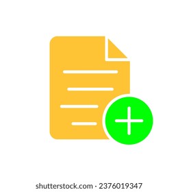 File with plus line icon. Information, folder, document, work, computer, saving. Vector color icon on a white background for business and advertising.