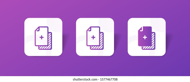 file with plus mark icon in outline and solid style with colorful smooth gradient background, suitable for mobile and web UI, app button, infographic, etc