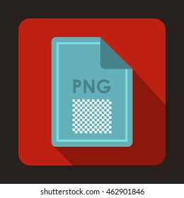File PNG icon in flat style with long shadow. Document type symbol
