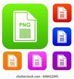 File PNG set icon in different colors isolated vector illustration. Premium collection
