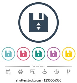 File position flat color icons in round outlines. 6 bonus icons included.