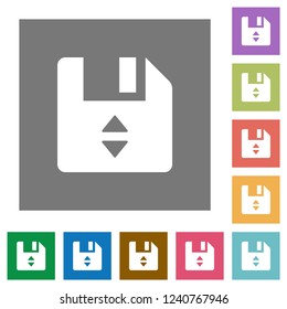 File position flat icons on simple color square backgrounds