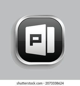 file ppt 2 fill icon design. Glossy Button style rounded rectangle isolated on gray background. Vector illustration