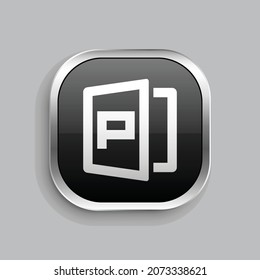 file ppt 2 line icon design. Glossy Button style rounded rectangle isolated on gray background. Vector illustration