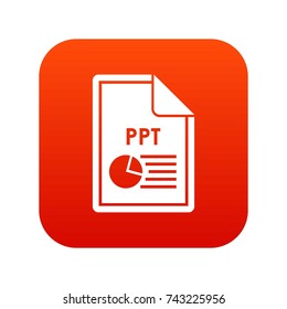 File PPT icon digital red for any design isolated on white vector illustration