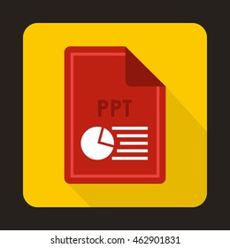 File PPT icon in flat style with long shadow. Document type symbol