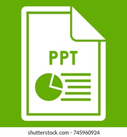 File PPT icon white isolated on green background. Vector illustration