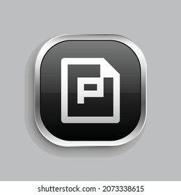 file ppt line icon design. Glossy Button style rounded rectangle isolated on gray background. Vector illustration