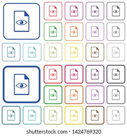 File preview color flat icons in rounded square frames. Thin and thick versions included.