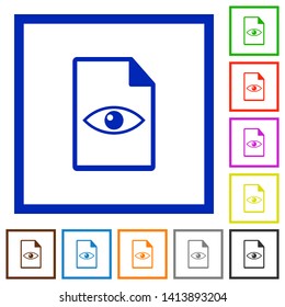 File preview flat color icons in square frames on white background